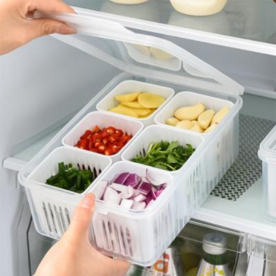 Cutie de depozitare frigider cu 4/6 compartimente Cutie de depozitare pentru legume și fructe Organizator frigider Container pentru depozitare bucătărie