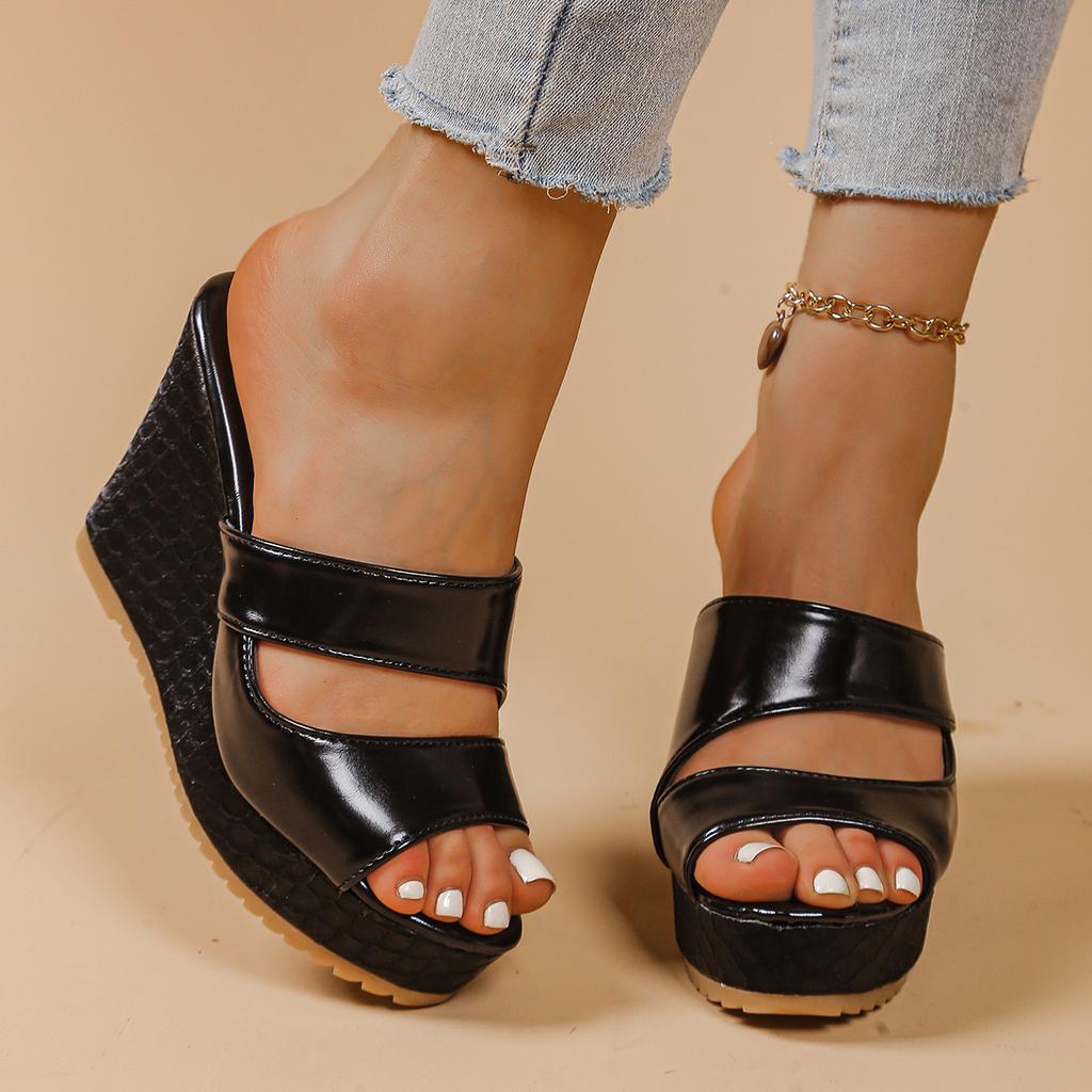 Mode Damen Sandalen 2025 Sommer Neue Designer Hausschuhe Mode Dicke Sohle Keilsandalen Offene Zehen Fischmaul High Heels Schuhe für Damen