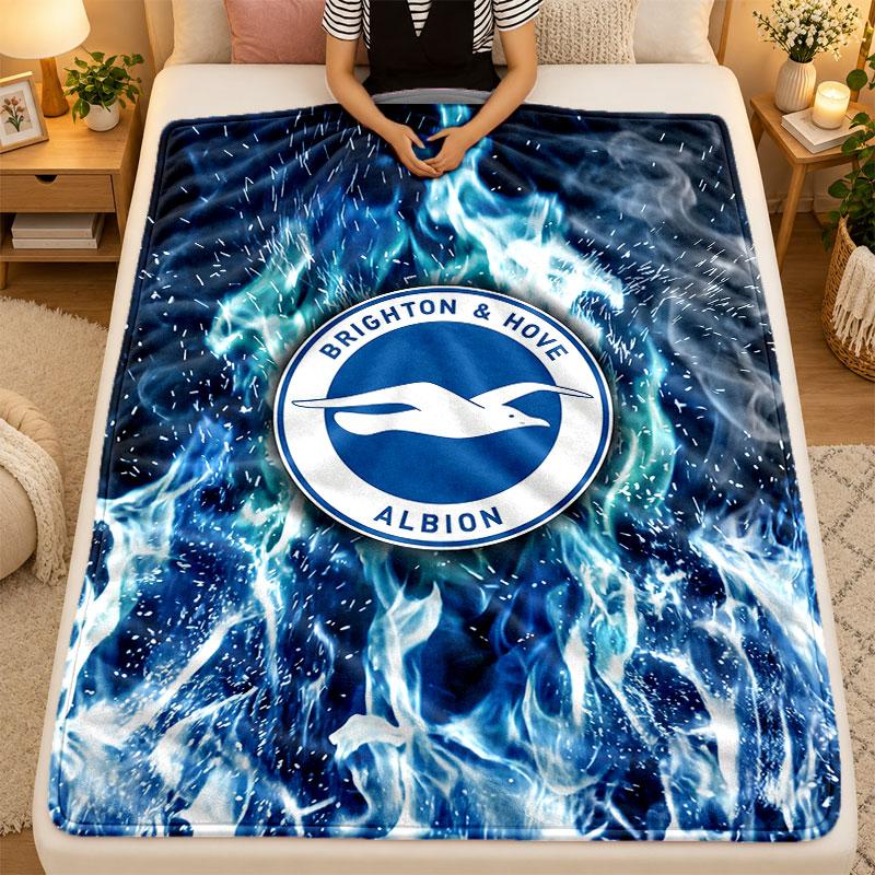 Flannel BlanketBrighton & Hove Albion Football Warm Soft Throw Blanket for Indoor Sofa Bed Living Room Use