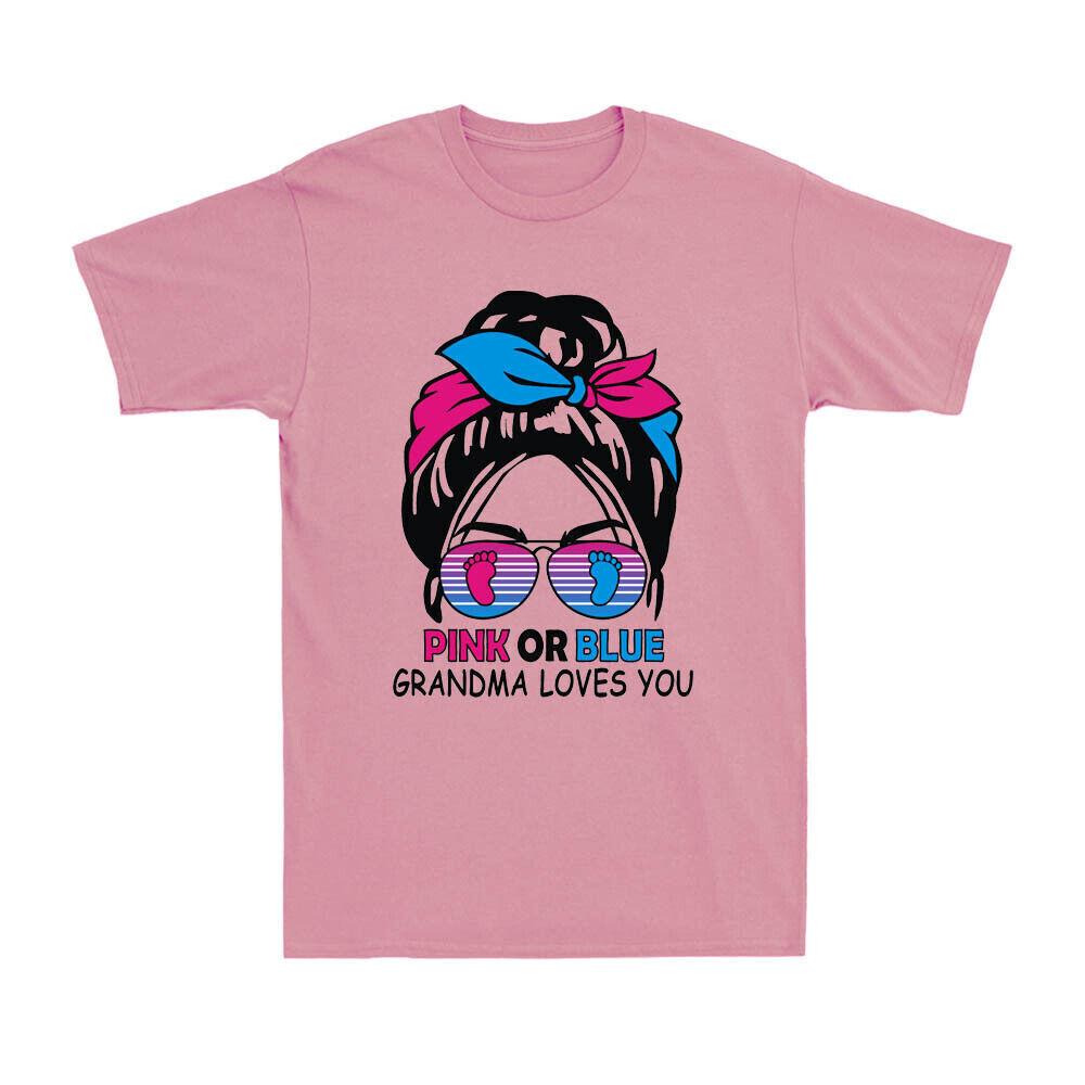Pink Or Blue Grandma Loves You Messy Bun Funny Novelty Welcome New Baby T-Shirt S разноцветный