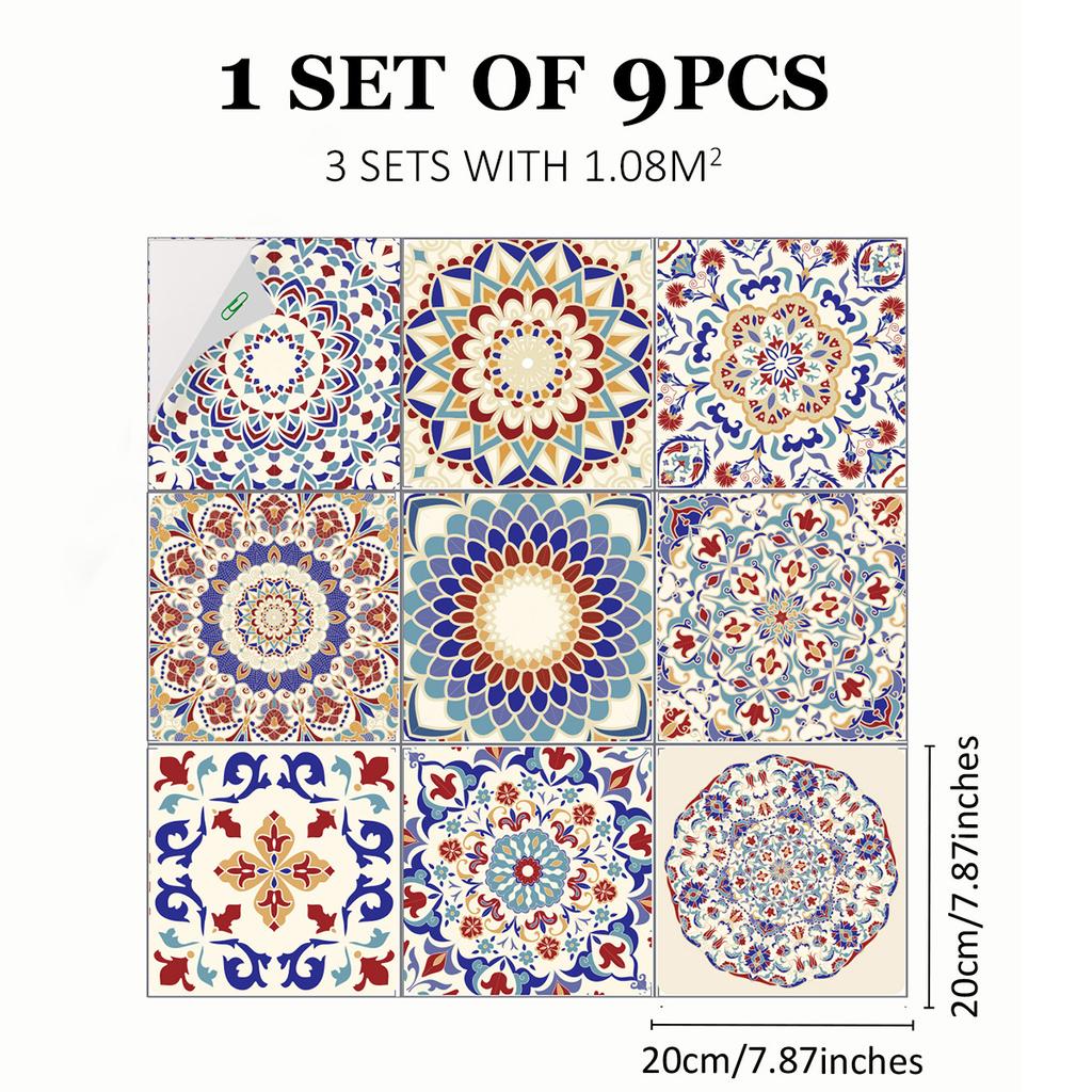 Mediterranean Wind Thickened Living Room Wear-Resistant Retro Pvc Floor Sticker Matte Floor Tile Self-Adhesive Bathroom Wall Sticker