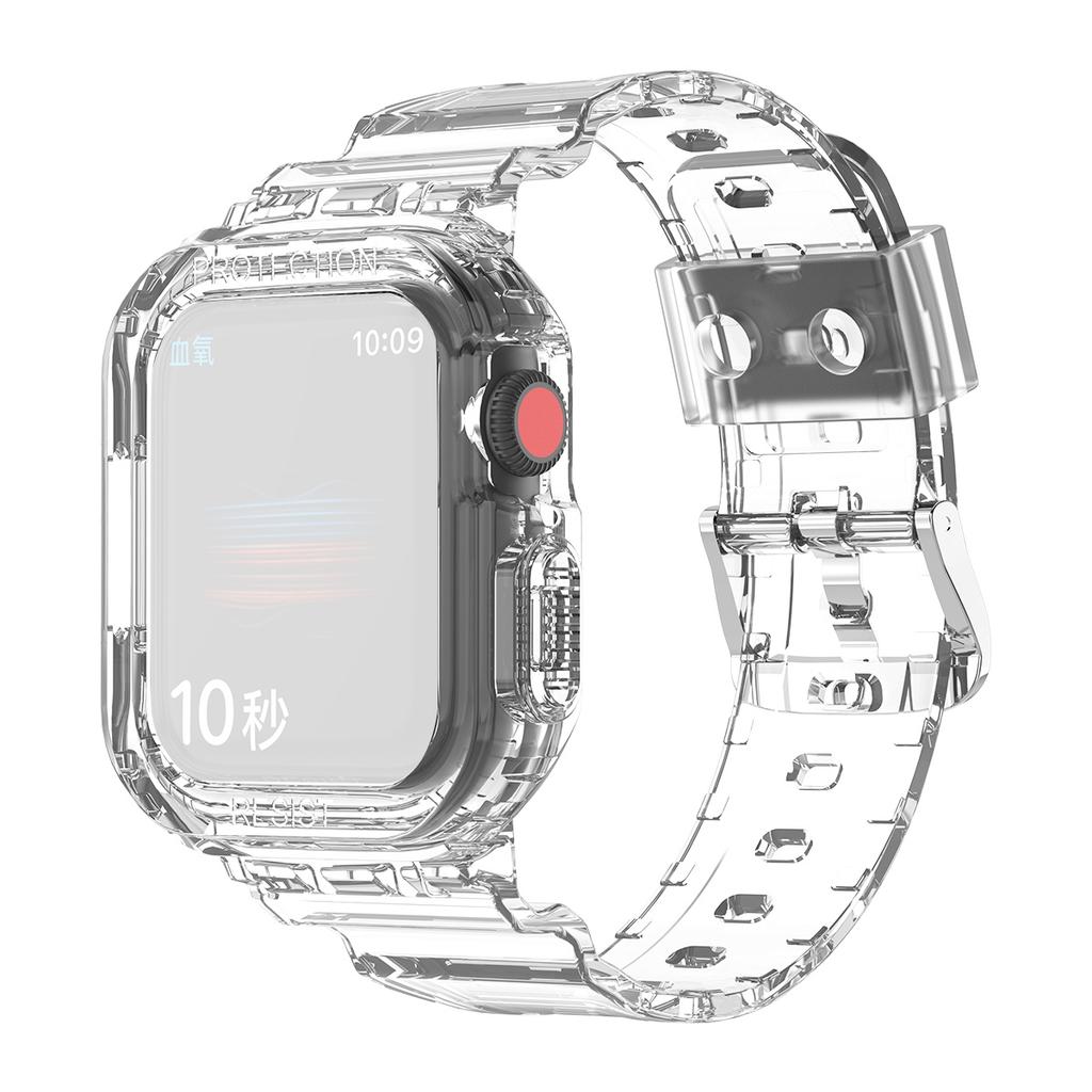 For Apple Watch Series 8 7 45mm/6 5 4 SE SE (2022) 44mm/3 2 1 42mm Smart Watch Band TPU Wrist Strap Replacement with Protective Watch Case