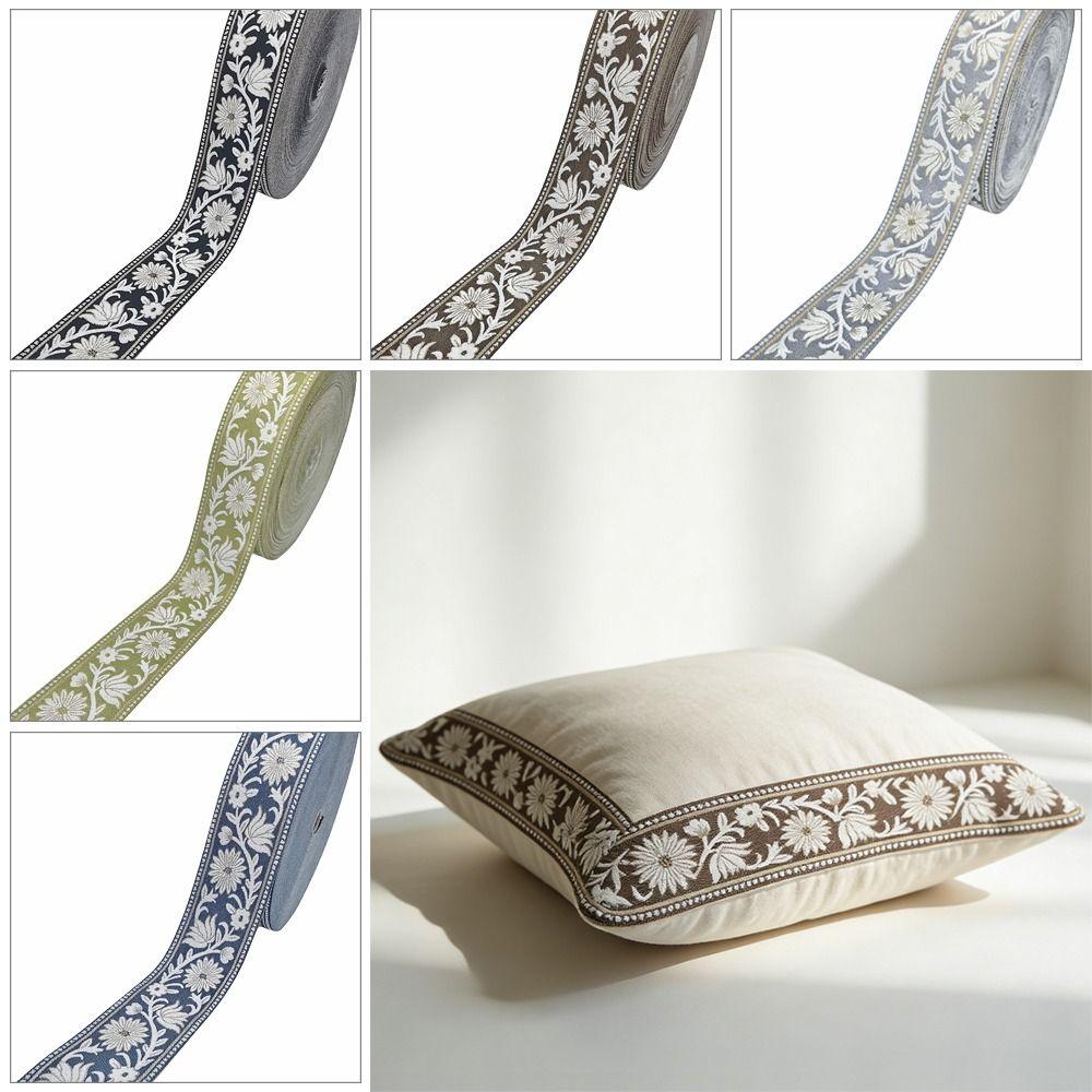 24M Vintage Embroidery Fabric Jacquard Webbing Trim Boho Lace 7CM Width Trim Tassel Accessories Upholstery Trim