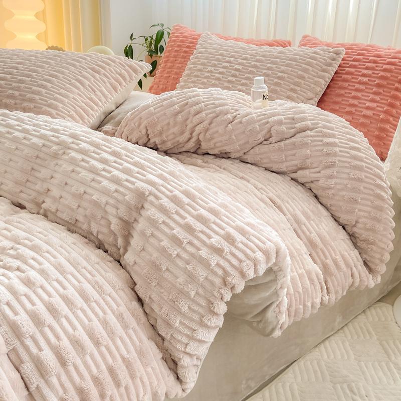 

WOSTAR Artificial rabbit fur duvet cover 220x240 luxury double bed quilt cover warm winter velvet fleece bedding set king size Pillowcase No cover