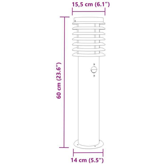 VidaXL Lampadaires d'extérieur avec capteurs 3 pcs acier inoxydable, éclairage au sol d'extérieur, éclairage au sol de 4006366