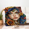"Bohemian Floral Fantasy Women's Dress"Blanket Flannel Throw Blanket for Sofa, Bed, Travel, Camping, Office, Couch, Chair, And Bed Gift for