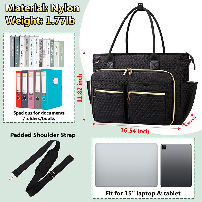 Multi Functional Teacher Handbag Large Capacity Portable Laptop Document Storage Bag Multi Purpose Durable Shoulder Bag