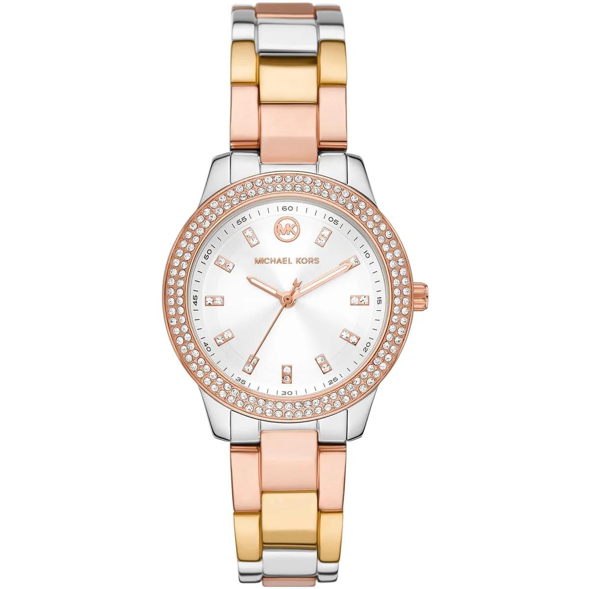 

Женские часы Michael Kors Slim Runway из нержавеющей стали серебристого тона MK4576 белый