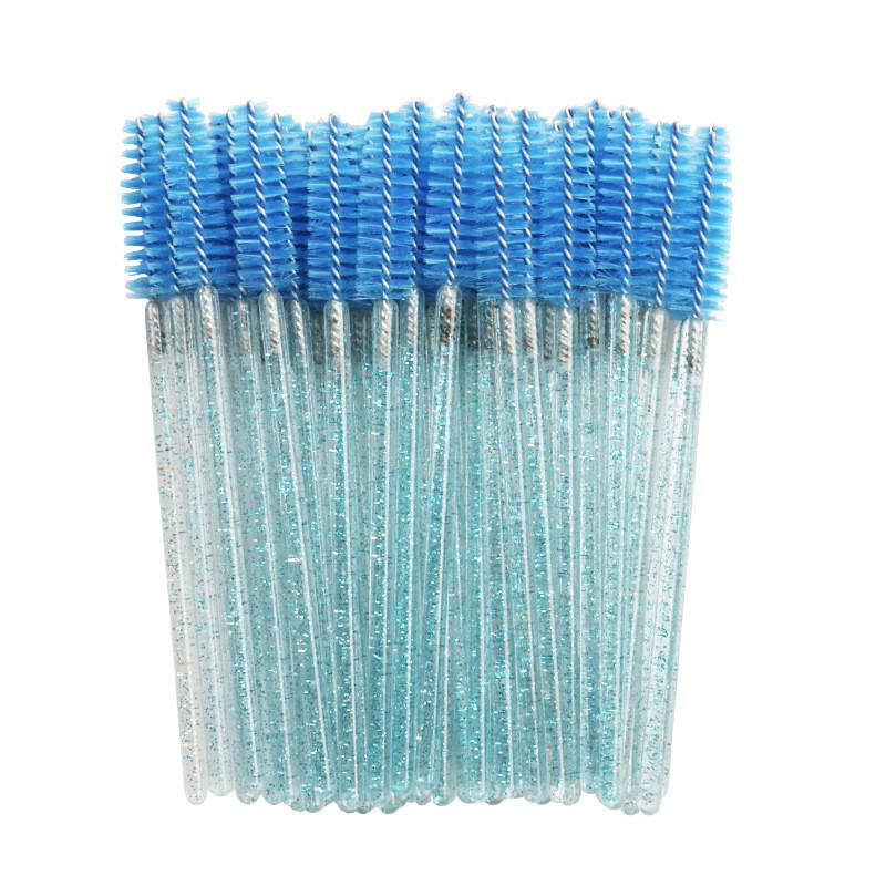Crystal Handle Disposable Eyelash and Eyebrow Brush - 50 Pack Spiral Comb for Extensions