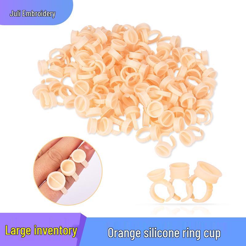 100PCS Disposable Soft Silicone Tattoo & Eyebrow Embroidery Pigment Cups with Finger Ring