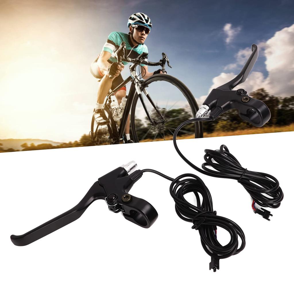 Ongwan Electric Bicycle Brake Lever Set (Left and Right), Aluminum, Waterproof, Brake Handle Grips, 22mm Handlebar, Black