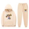 Mens Warm Hooded Sweatshirt Set With Printed Design Long Sleeve Top Pants Casual Sportwear Winter