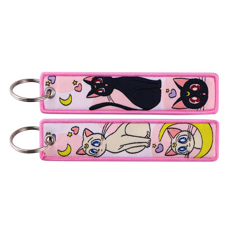 

Sailor Moon Keychain Usagi Anime Embroidery Key Tag Motorcycles Cars Backpack Chaveiro Kawaii Ring Fans Gift Toy Carry Mini Lightweight Portable Cute