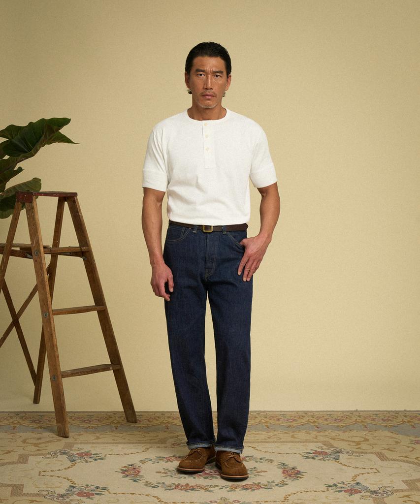 Beulonseun Vintage Short Sleeve Henley Tee White