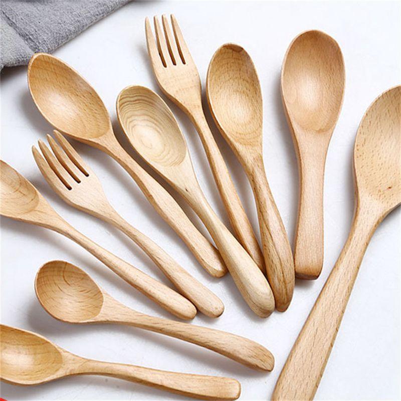 2 piezas de vajilla de madera con letras, al por mayor, cuchara pequeña de madera japonesa, cuchara para miel, cuchara para revolver café, cuchara de madera maciza