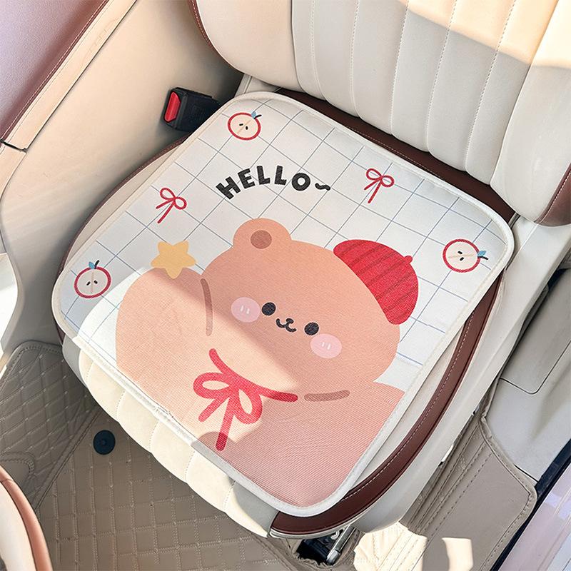Car Seat Cushion Summer Honeycomb Breathable Ice Silk Non-slip Comfortable Car Seat Cushion Cute Bear Four Seasons Universal