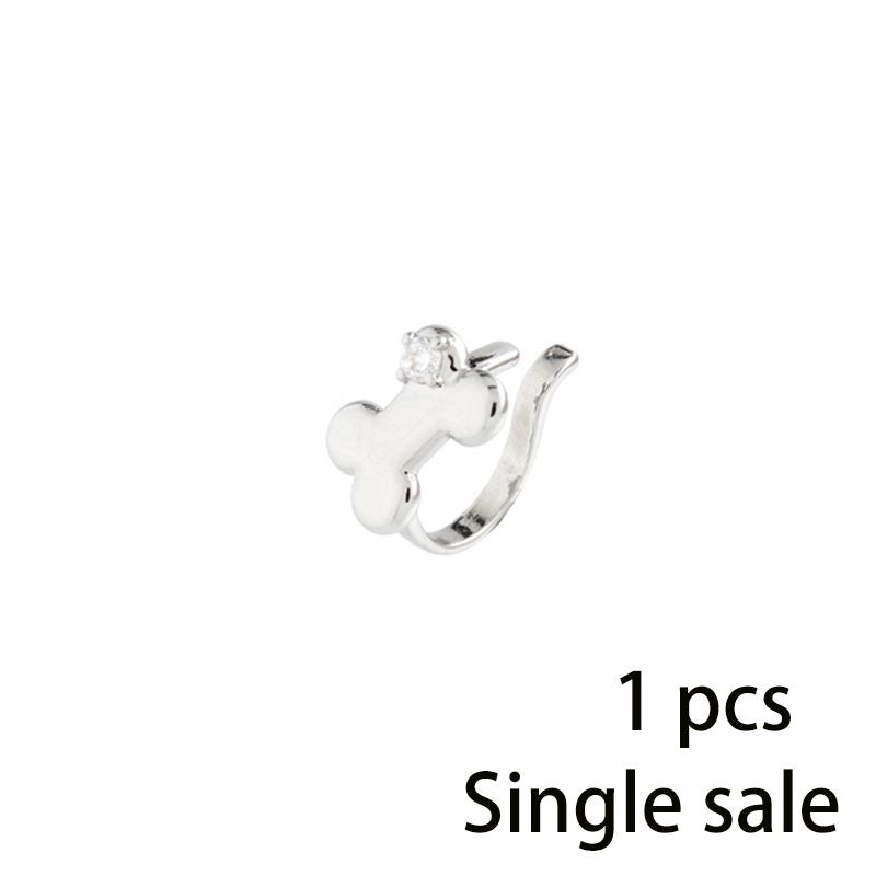 1 шт. PONYKISS Тибетское Серебро Мини Косточка Собаки Цирконий Клипса Серьга для Женщин Милые Геометрические Модные Минималистичные Аксессуары