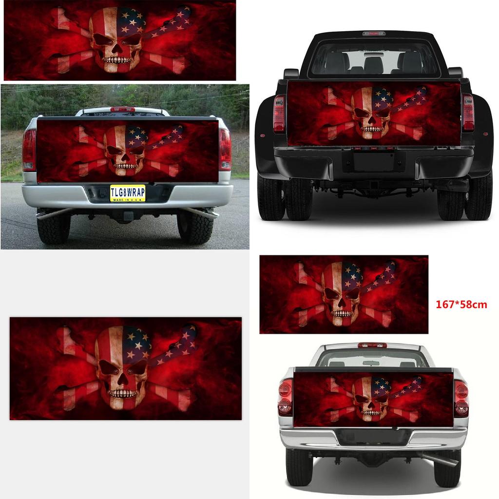 Hochwertiger Totenkopf-Druck Heckgrafik Aufkleber für Auto LKW SUV Van Dekoration