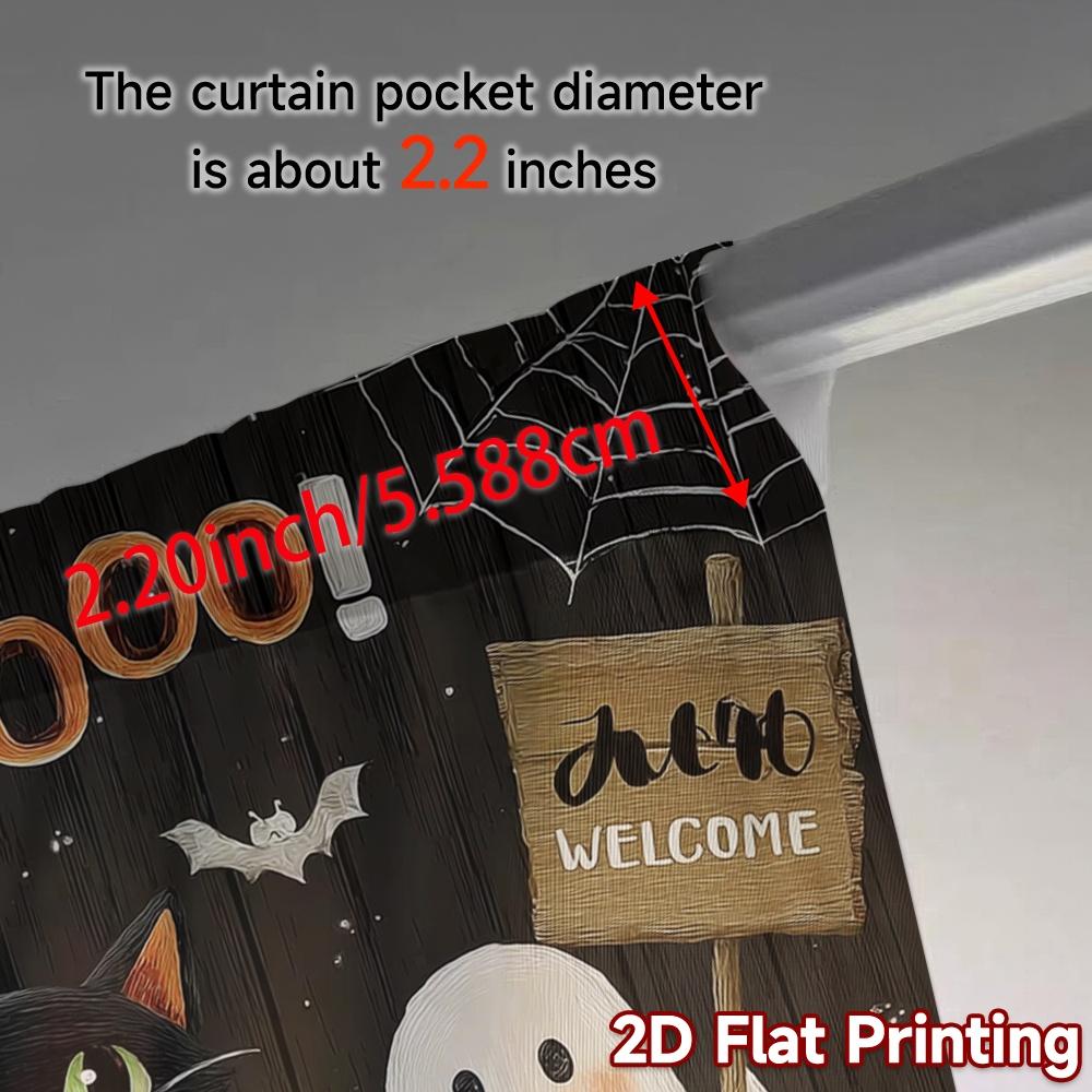 2pcs,Curtains Black Cat_ Bats & Pumpkins Popular Curtain Fabric Yarn Curtains Gifts Perfect for Bedroom & Living Room Decor