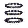 Mens Geometric Black Obsidian Copper Micro Zircon Bracelet With Elastic Fit For Fashion Accessory