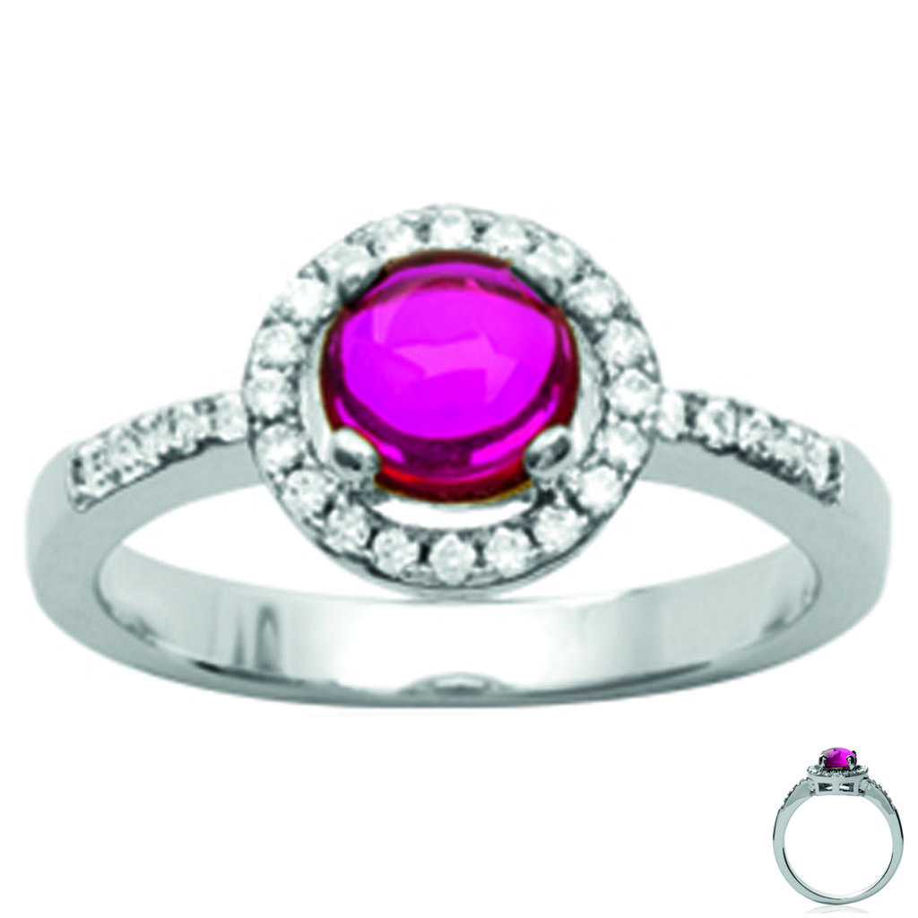 Silver Ring 'Sissi' Ruby White Silver (rhodium) - 10 Mm