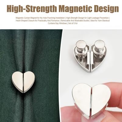 2/4/12/20Pcs Love Heart Curtain Magnet Closure Prevent Light Leaking Magnetic Curtain Clip Heavy Duty Alloy Thin Drapery Curtain Weight Magnet Holder