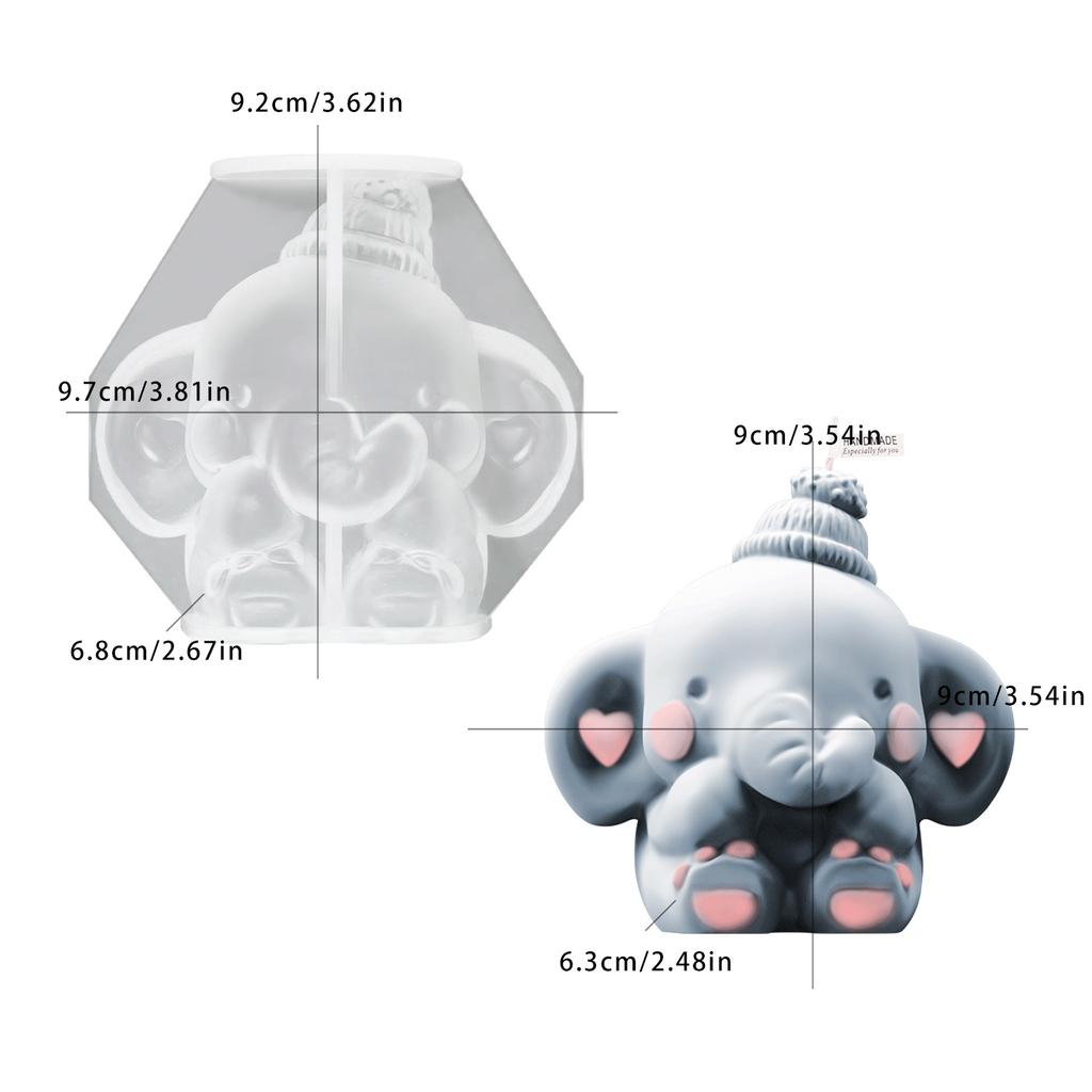 Kreative 3D Tier Stempel Silikon Niedliche Elefanten Formen Kerzen Seife Gießen Kerzenherstellungszubehör für Gipsornament