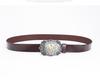 Western Cowboy Zinc Alloy Buckle Cowhide Patterned Elastic Belt for Men - Retro Knight Style