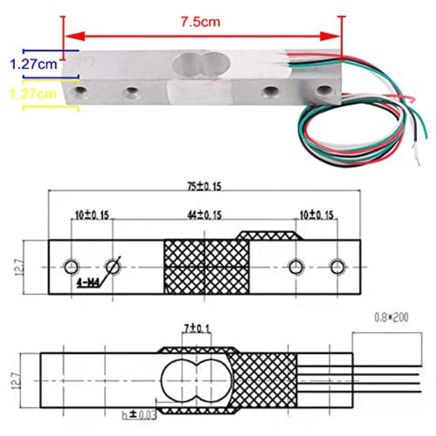 20kg Digital Load Cell Weighing Sensor + HX711 AD Amplifier Module for Arduino DIY Portable Electronic Kitchen Scale Kit with P