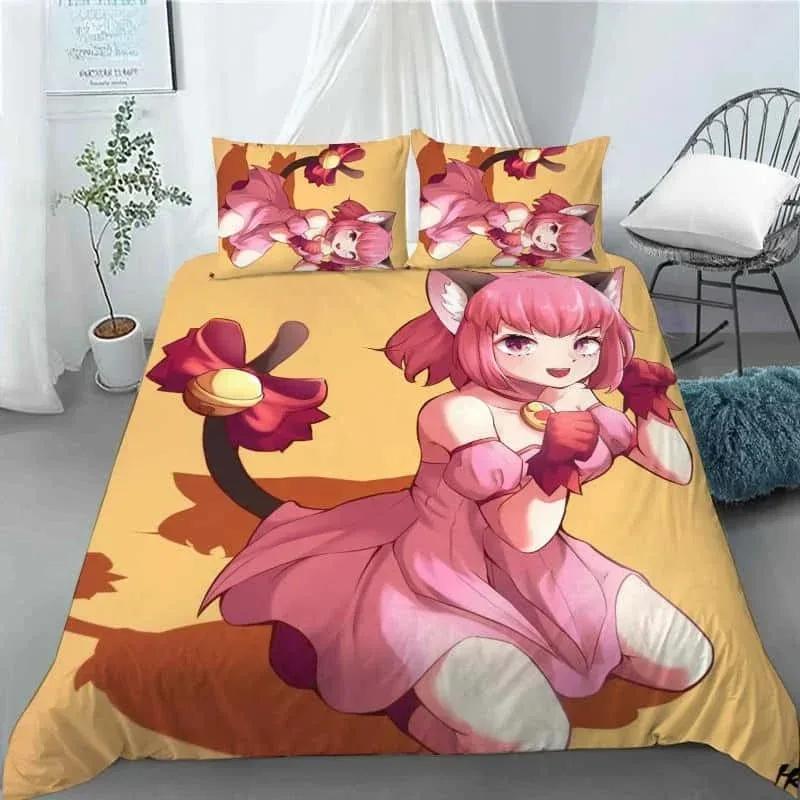 New 3D Anime Kawaii Girls Tokyo.Mew.Mew Bedding Set Printed With Pillowcase Bed Duvet Cover Soft Queen King Size Bedclothes Home