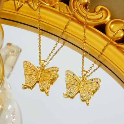 Collana Farfalla Diamanti Colorati Vendita Calda Personalizzata Geometrica alla Moda Bianco