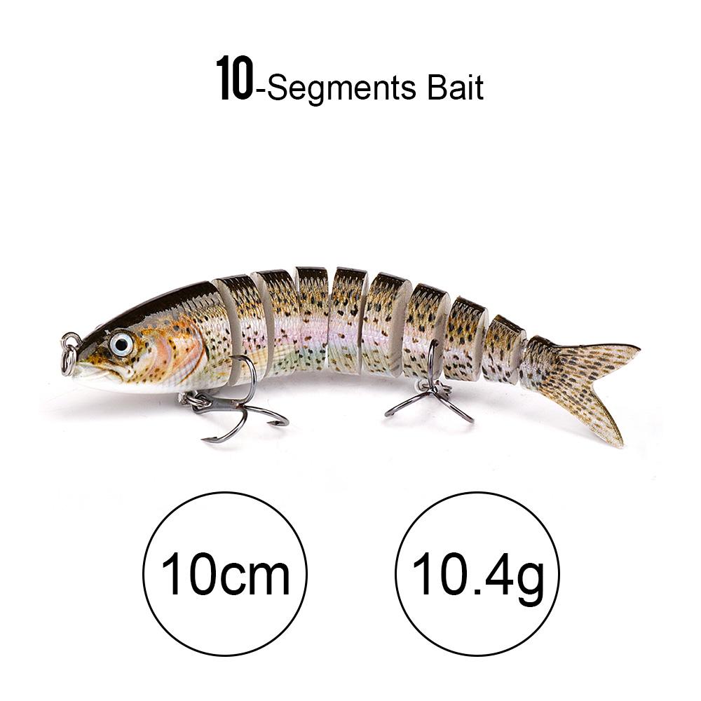 10cm 10g Sinking Crankbaits Fishing Lure 10-segments Wobbler Hard Artificial Bait For Pike Fishing Accessories Swimbait