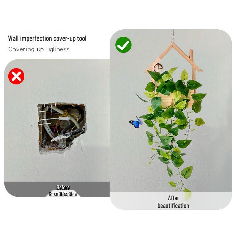 Wall Hanging Artificial Flower Pot for Living Room TV Background with Greenery Planter.