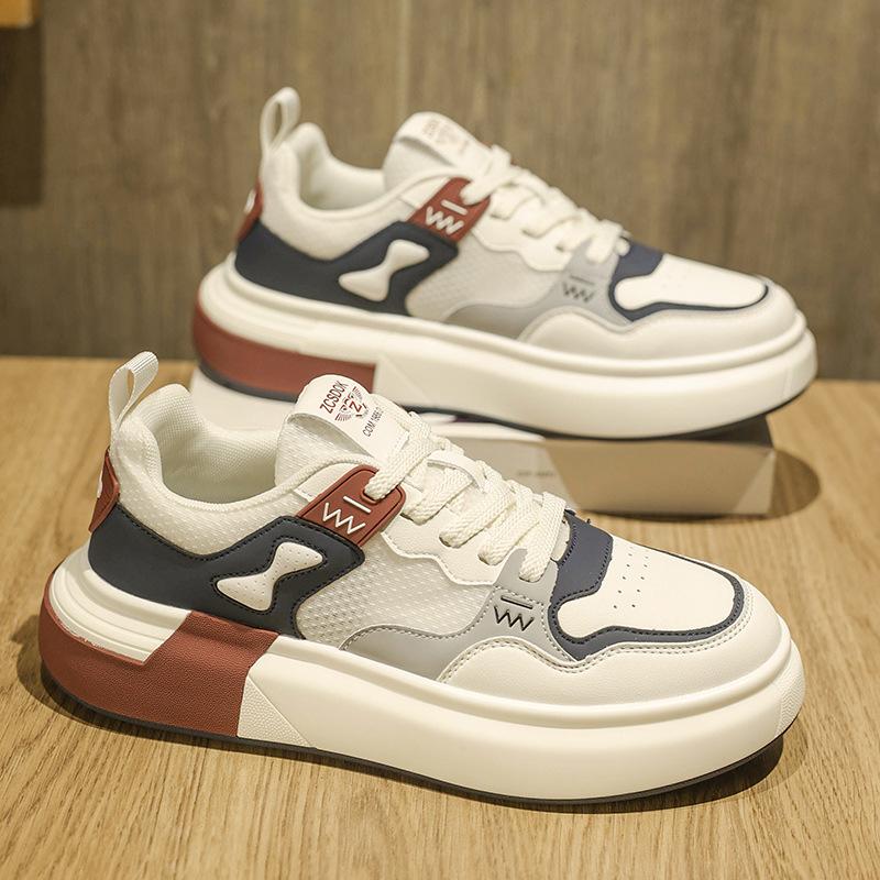 Men's shoes summer 2025 new trendy brand high sense versatile casual board shoes student sports mesh heightening white shoes