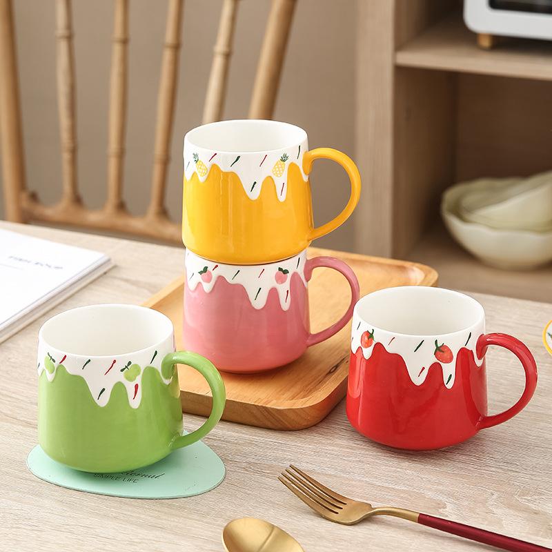 Ins wind cups ceramic coffee mugs large-capacity office cups high-value girls breakfast cups home.