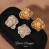 18K Gold Plated Zirconia Flower & Pearl No-Piercing Earrings - Light Luxury High-End Accessory