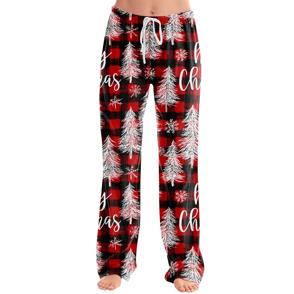 Women's Casual Christmas Print Loose Fit Pajama Pants for Home Sleepwear