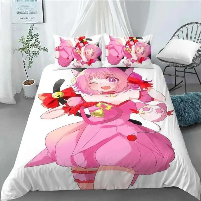 New 3D Anime Kawaii Girls Tokyo.Mew.Mew Bedding Set Printed With Pillowcase Bed Duvet Cover Soft Queen King Size Bedclothes Home