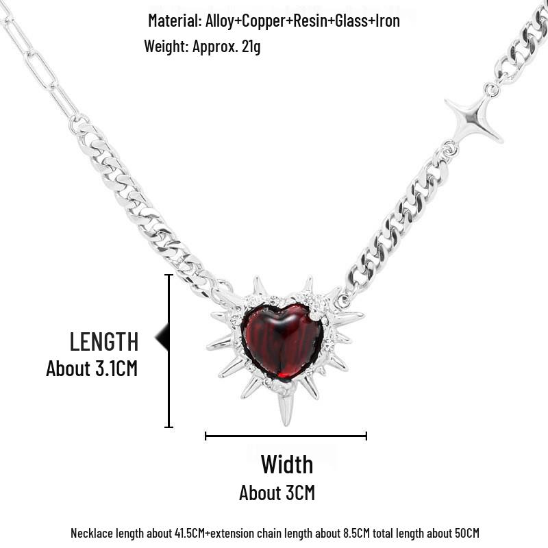 Blue & White Gradient Crushed Ice Heart Necklace - Women's Light Luxury Niche Clavicle Chain, Cool Original Design.