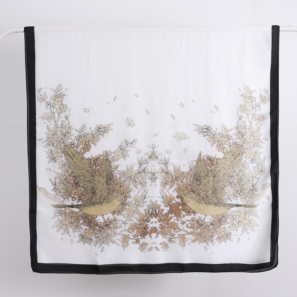 Spring And Summer Satin Long Scarf For Women Sunscreen Shawl Fashionable Beauty Scene Satin Long Scarf Versatile Travel Scarf
