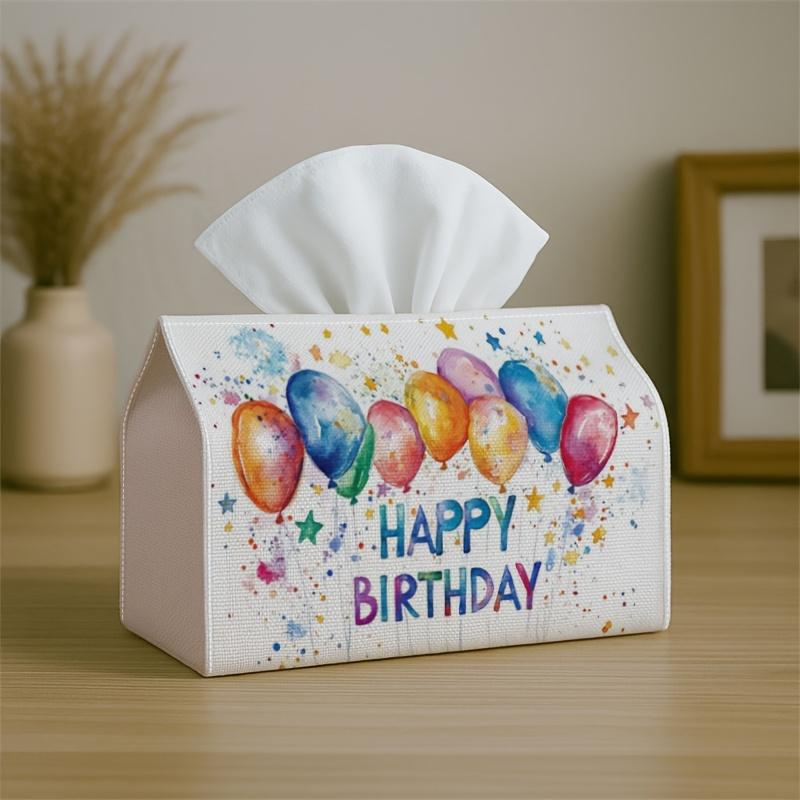 1pc Party Tissue Box, Featuring a Fun Festive Design, Serves As a Versatile Tissue Holder. It Comes in a Colorful Balloon Confetti Style, Perfect for