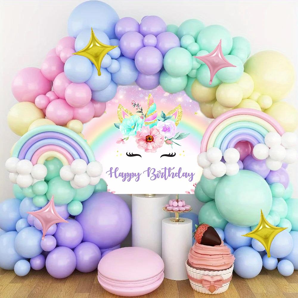 Ballonkettenset Einhorn Hintergrundtuch Szenenarrangement Kindergeburtstagsfeier Ballondekoration Ballon