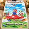 Flannel BlanketSuper Mario Custom Name Text Personalized Soft Warm Throw Blanket Home Decor Gift