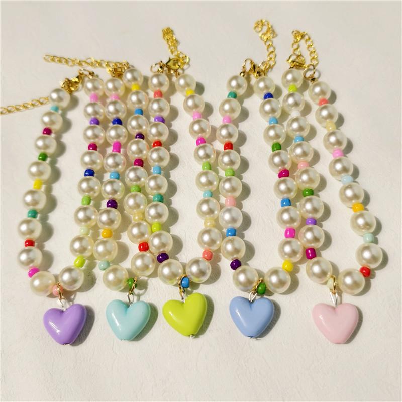 Summer Dopamine Love Pet Necklace Cat Colorful Pearl Collar Dog Cute Necklace Ornament
