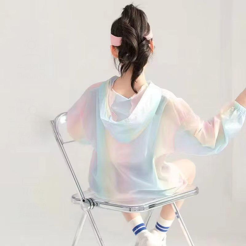 Girls Summer Sun Protection Coat Rainbow Thin Style Princess Jacket Outdoor Activity 3-12 Years Children Clothing