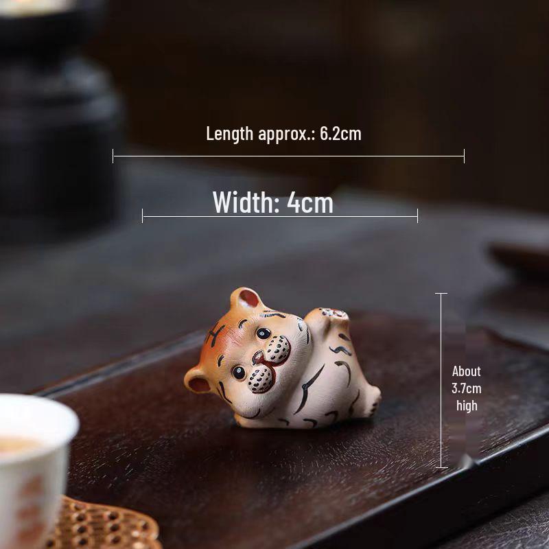 Yixing Zisha Handmade Lucky Zodiac Tiger Tea Pet Ornament