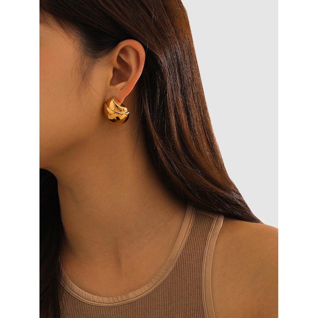 18K Gold Stainless Steel Irregular Hazelnut Earrings - Retro Style by Melaard