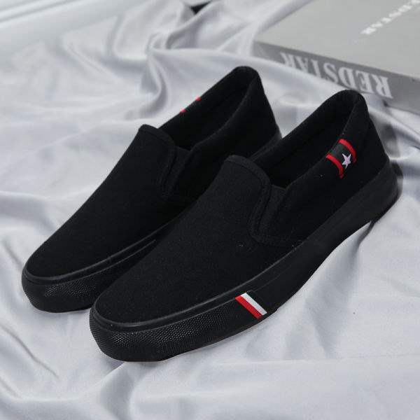 

Shoes trendy shoes old Beijing cloth shoes men lazy spring and autumn work all black board shoes 41 (men s) - runs small, order one size up