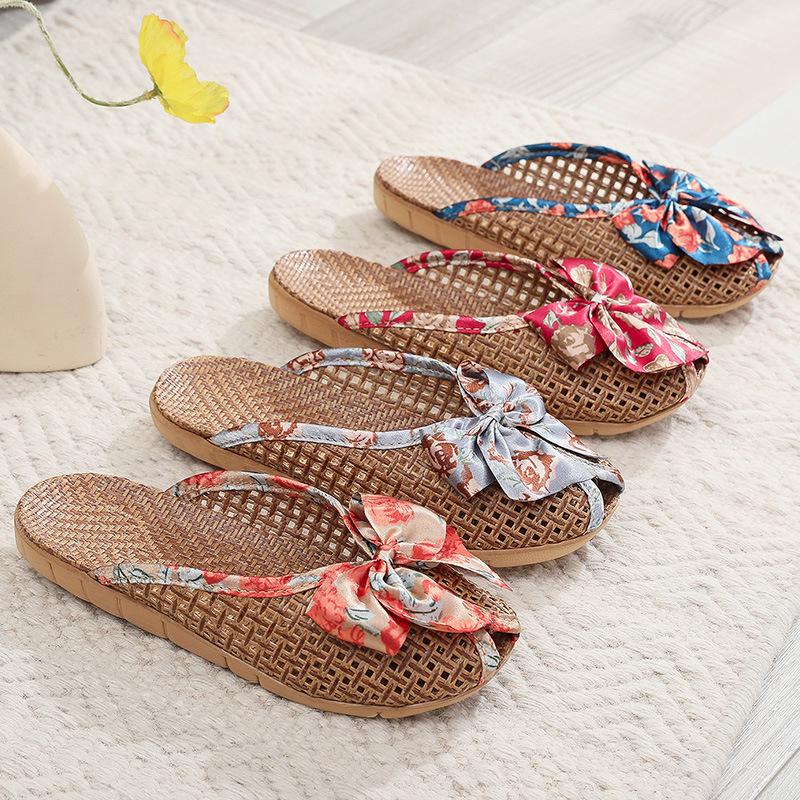 Rattan Summer Slippers: Breathable Indoor Footwear for Men & Women