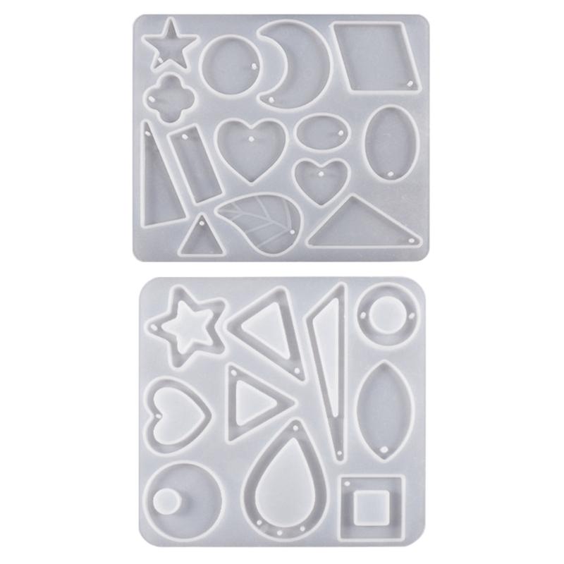 Star Leaf Heart Moon Silicone Mold with Hole Earring Pendant Molds for Women Girl Teen Star Moon Resin Earring Moulds